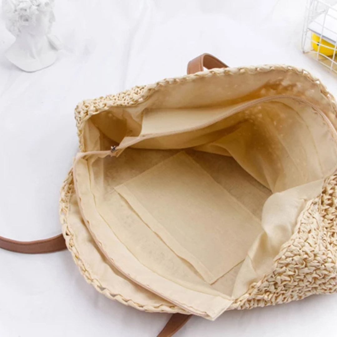 Round Straw Beach Bag Vintage