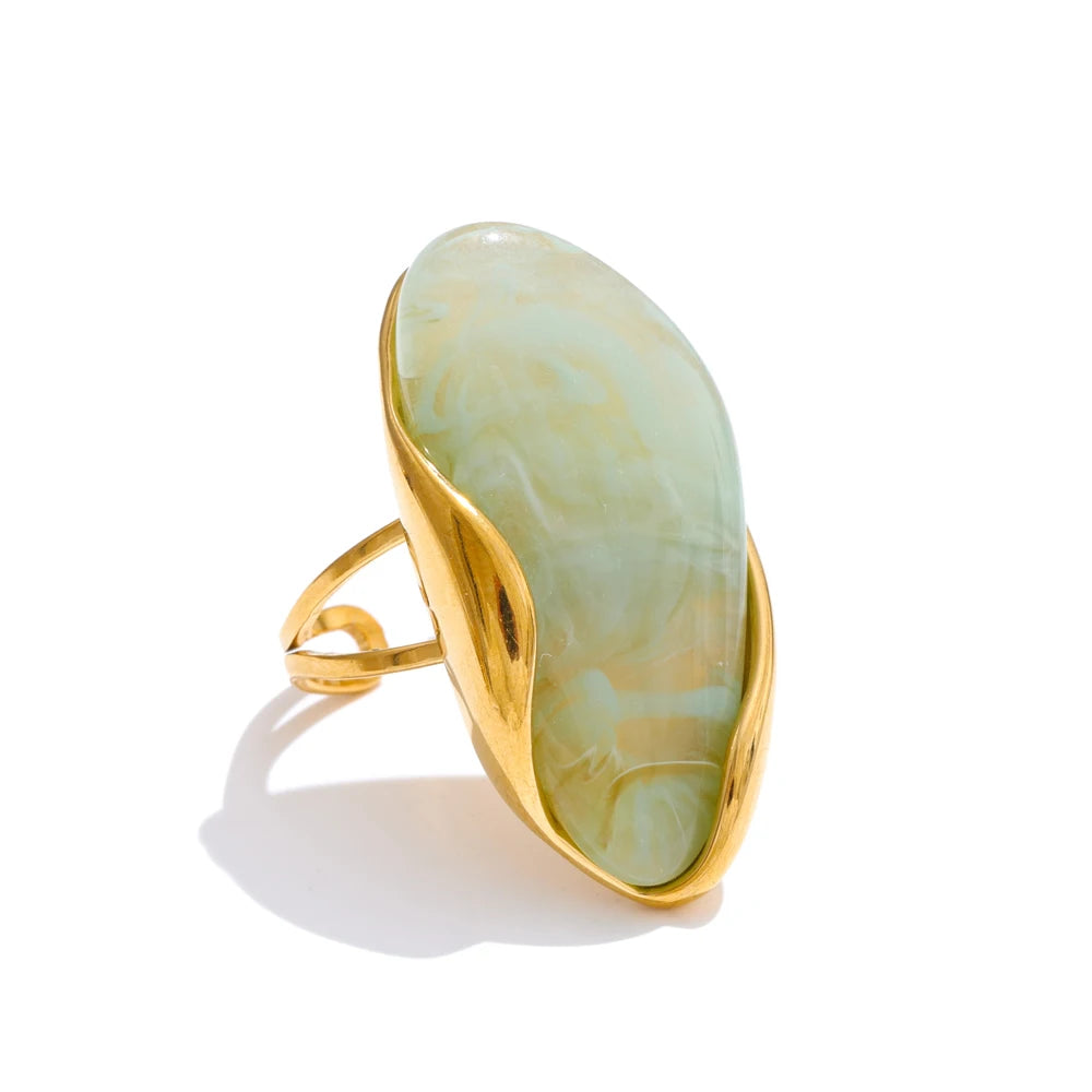 Resin Geometric Adjustable Ring Stainless Steel