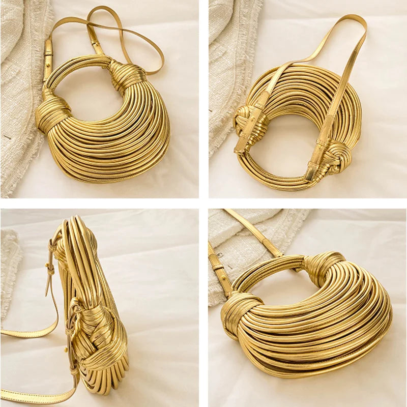 Gold Luxury Designer Bag Brand Handwoven