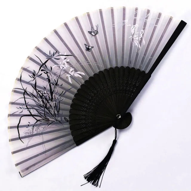 Bamboo Folding Silk Fan Hand Summer