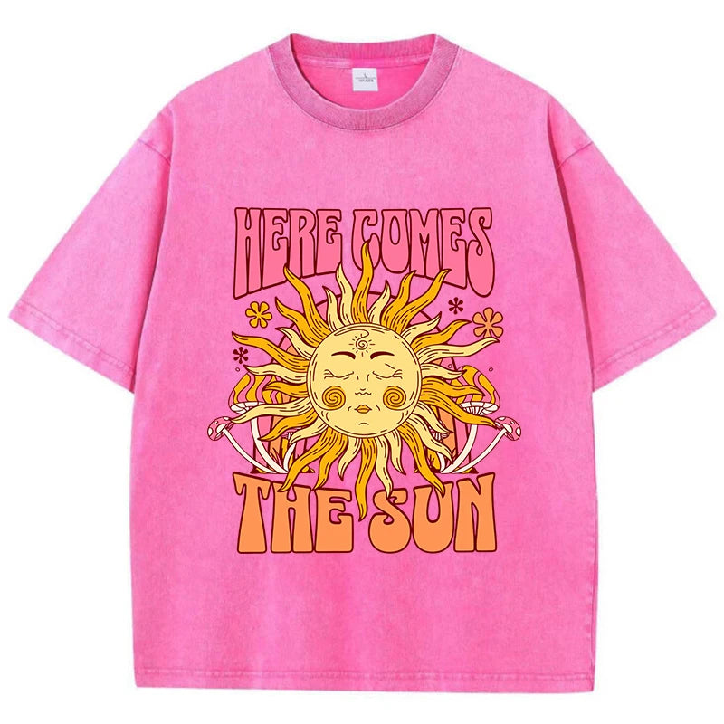 Oversize Washed T-Shirt Here Comes The Sun