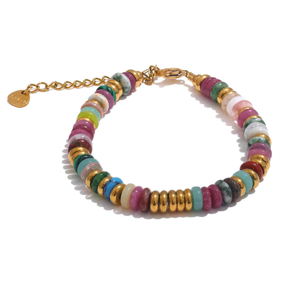 Colorful Natural Stone Beads Chain Handmade Bracelet