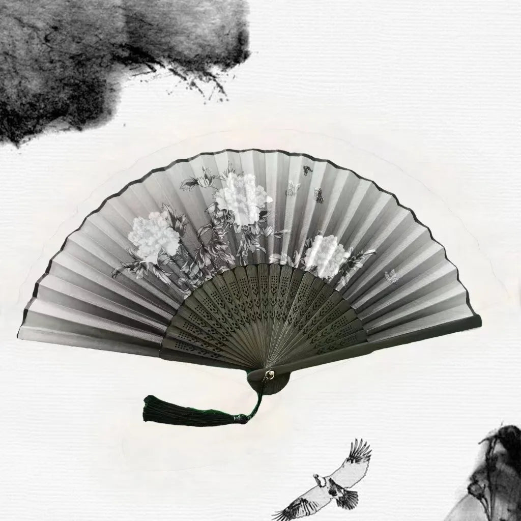Bamboo Folding Silk Fan Hand Summer