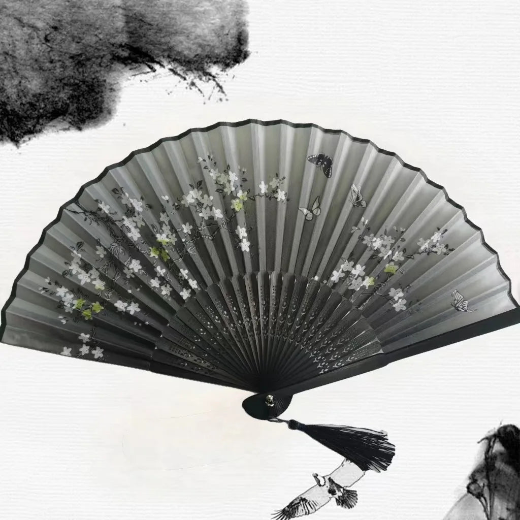 Bamboo Folding Silk Fan Hand Summer