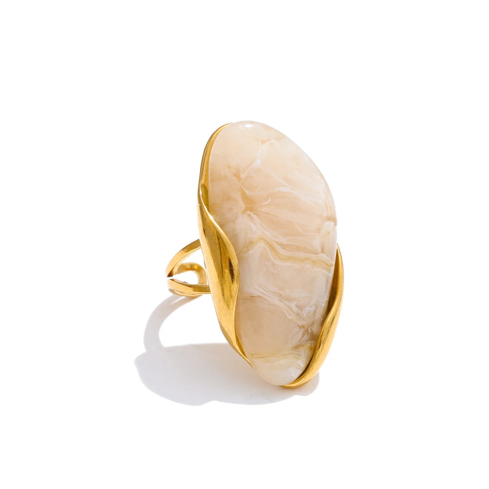 Resin Geometric Adjustable Ring Stainless Steel