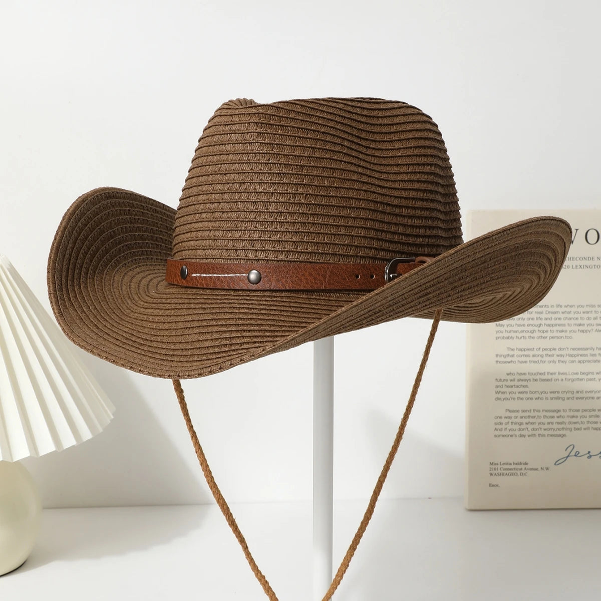 Women's wide-brimmed western cowboy hat