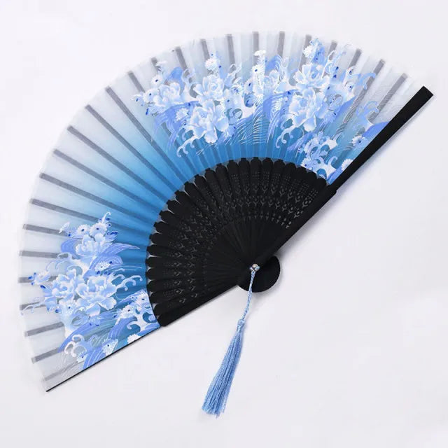 Bamboo Folding Silk Fan Hand Summer