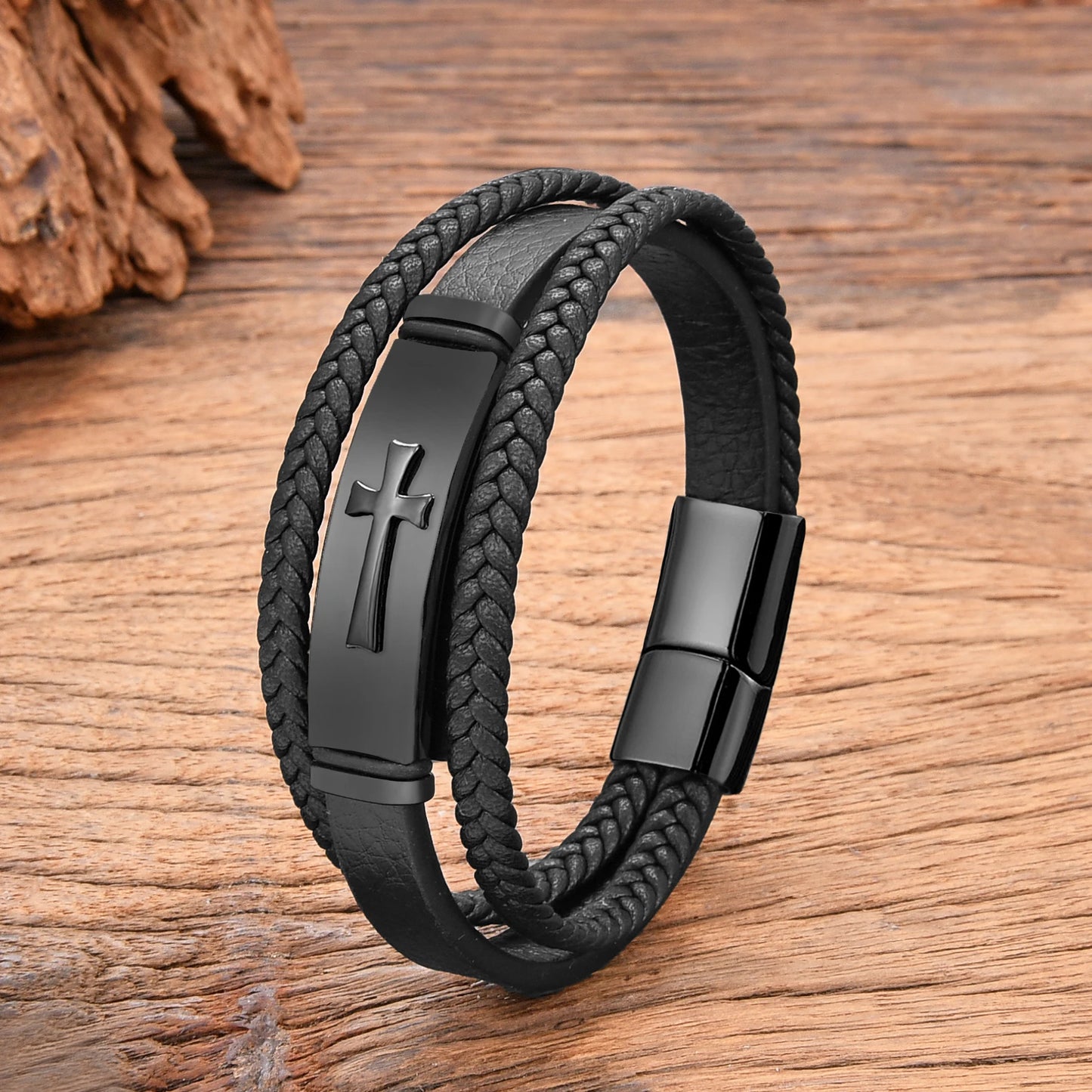 Plated Cross Stainless Steel Bracelet