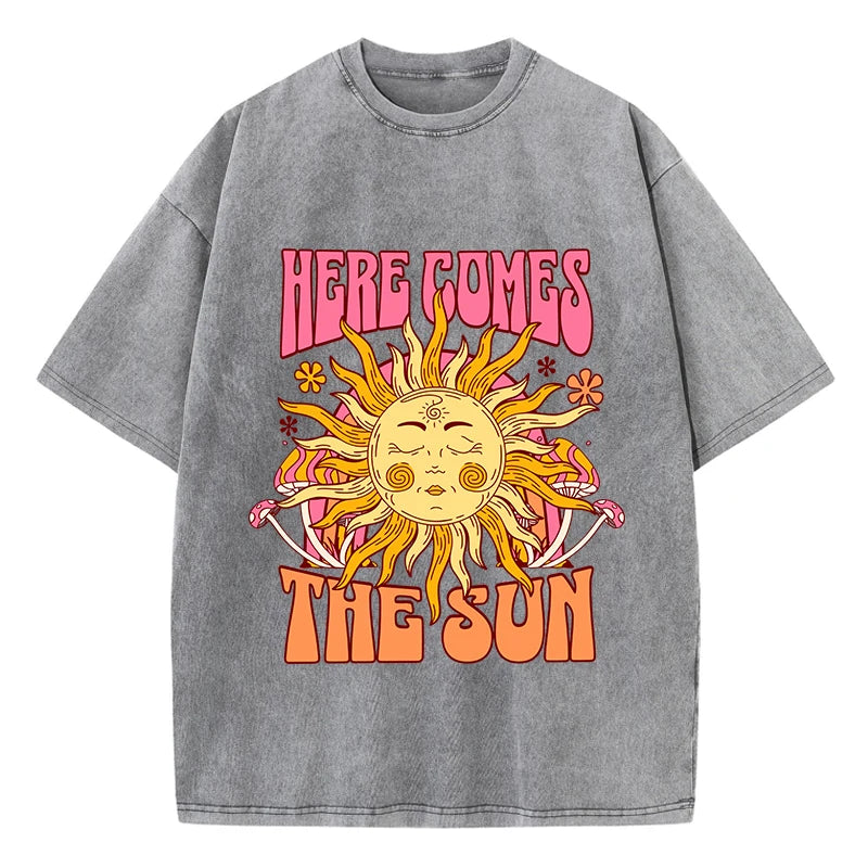 Oversize Washed T-Shirt Here Comes The Sun