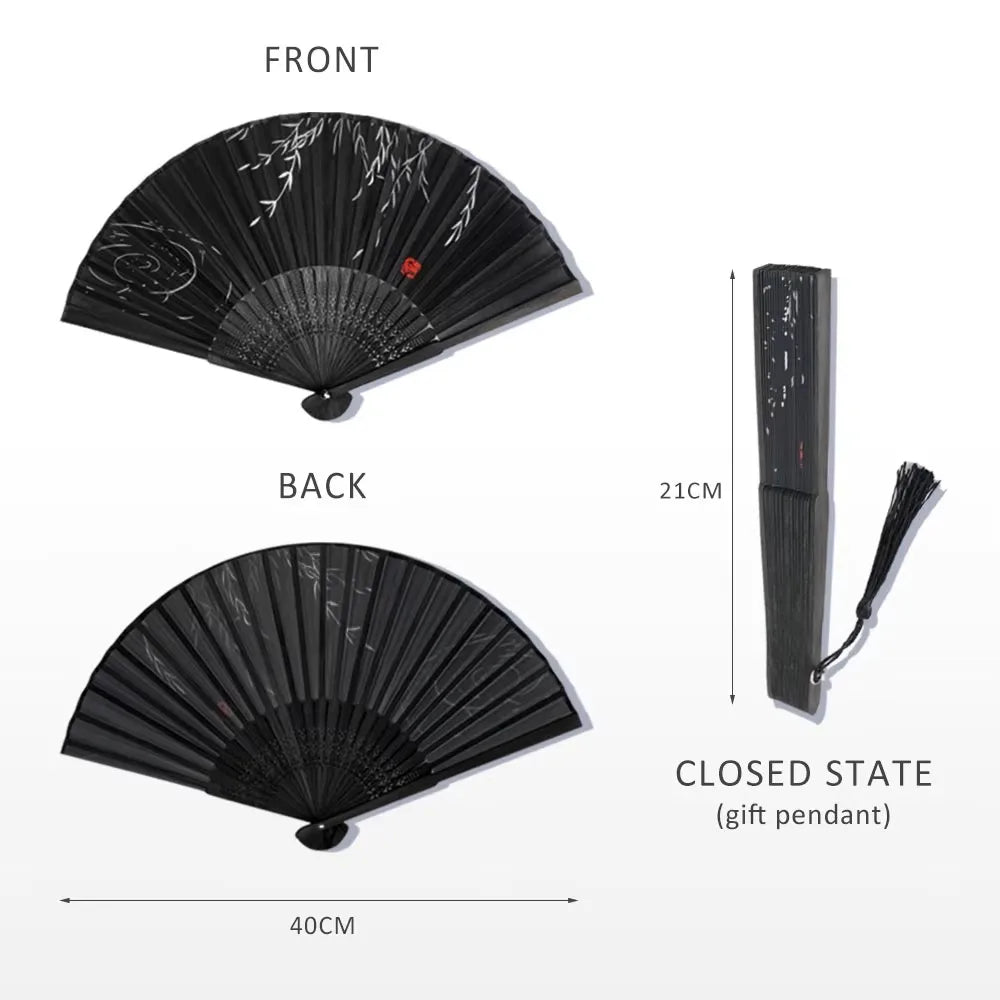 Bamboo Folding Silk Fan Hand Summer