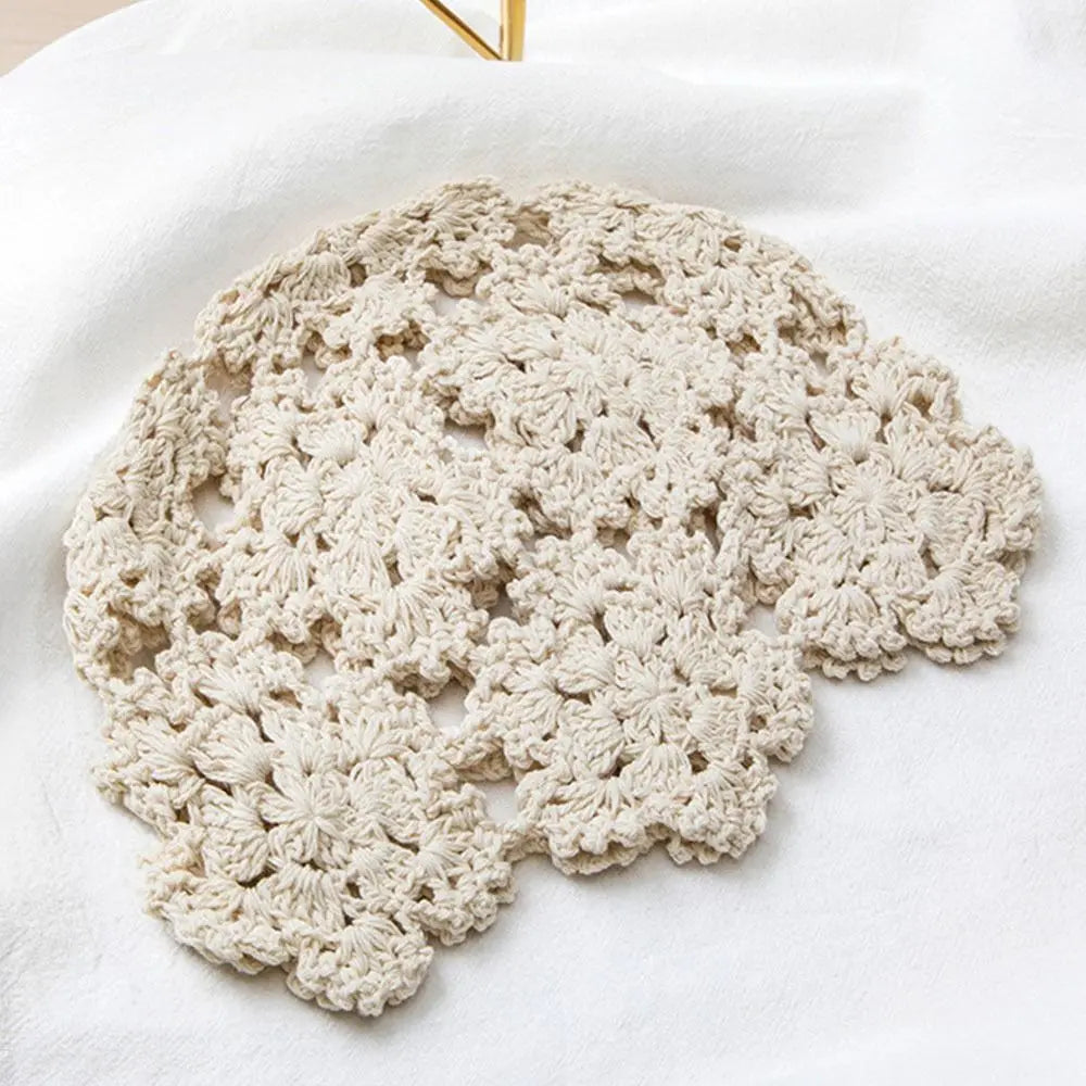 Summer Breathable Hollowed Out Knitted Hat Flowers Cap Casual