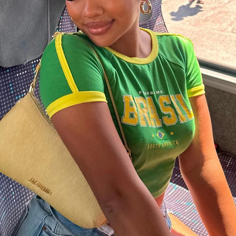 Crop Tops Letters Print