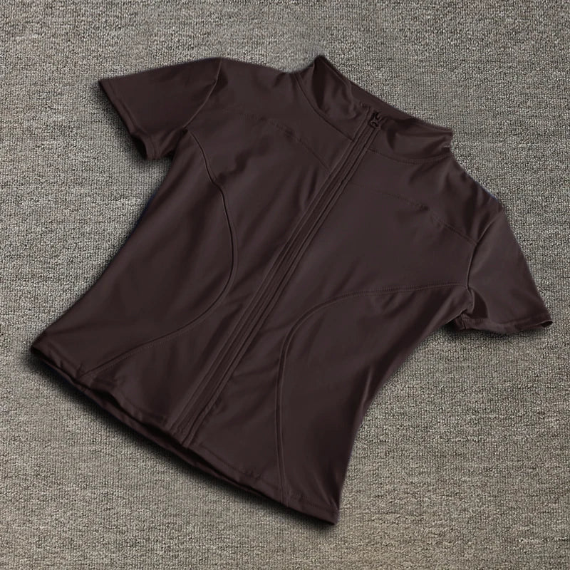 Slim Fit Full Zip Fitness Running Tights