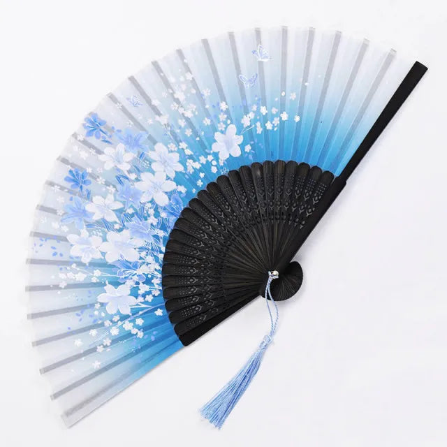 Bamboo Folding Silk Fan Hand Summer