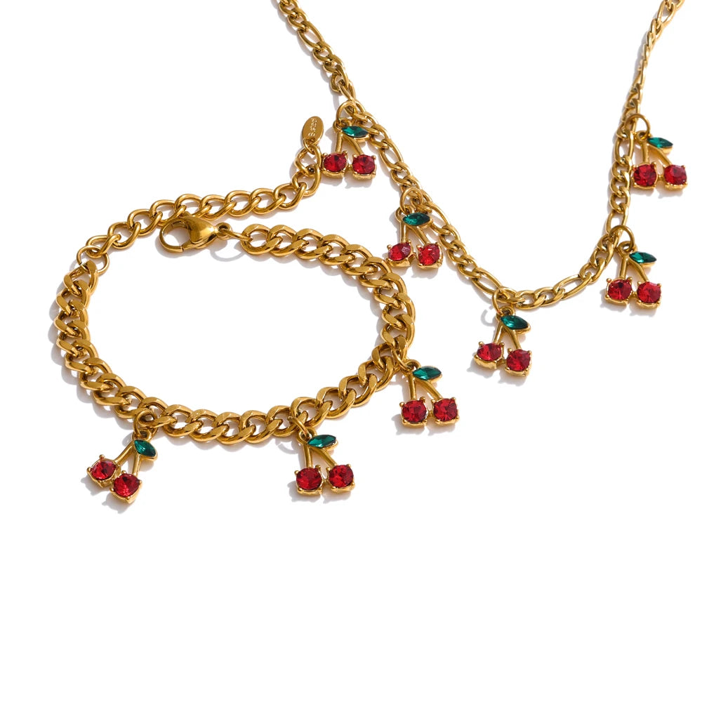 Cherry Drop Chain Necklace Bracelet