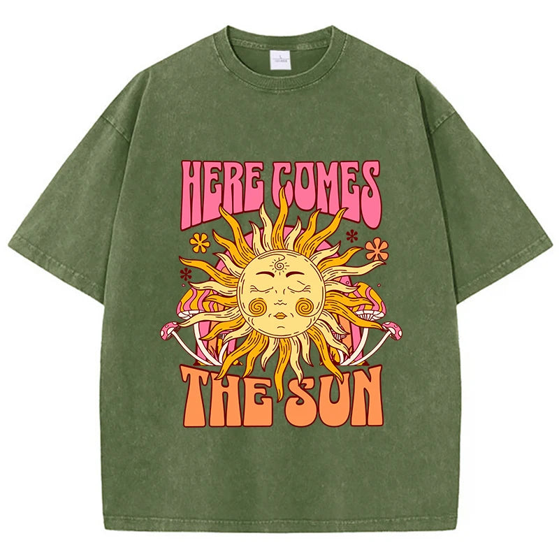 Oversize Washed T-Shirt Here Comes The Sun