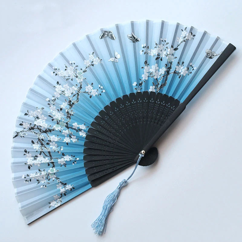 Bamboo Folding Silk Fan Hand Summer