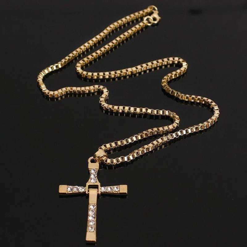 Crystal Jesus Cross Pendant Necklace