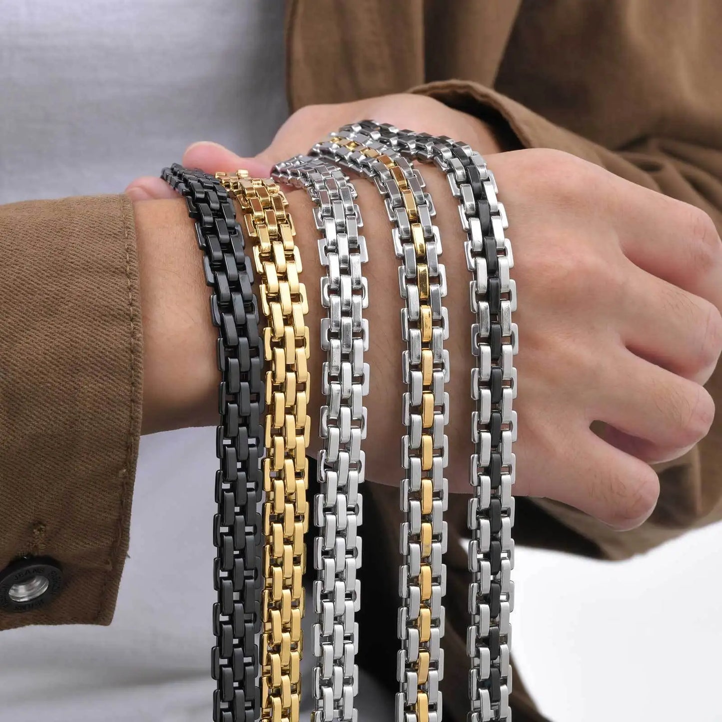 Stylish Strap Chain Bracelets Waterproof Stainless Steel