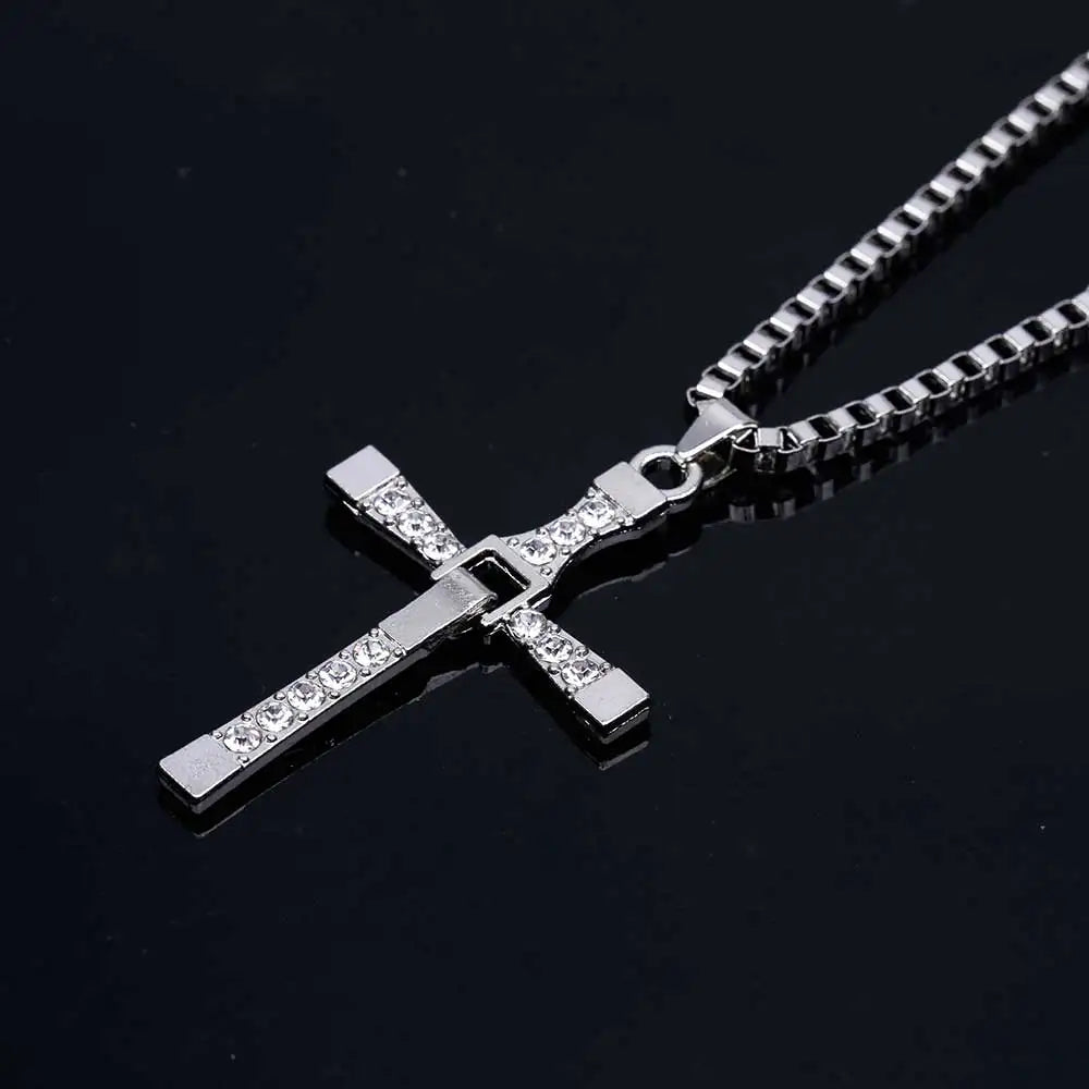 Crystal Jesus Cross Pendant Necklace