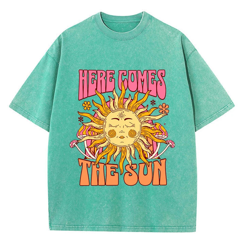 Oversize Washed T-Shirt Here Comes The Sun