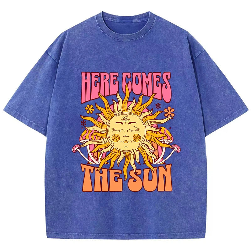 Oversize Washed T-Shirt Here Comes The Sun