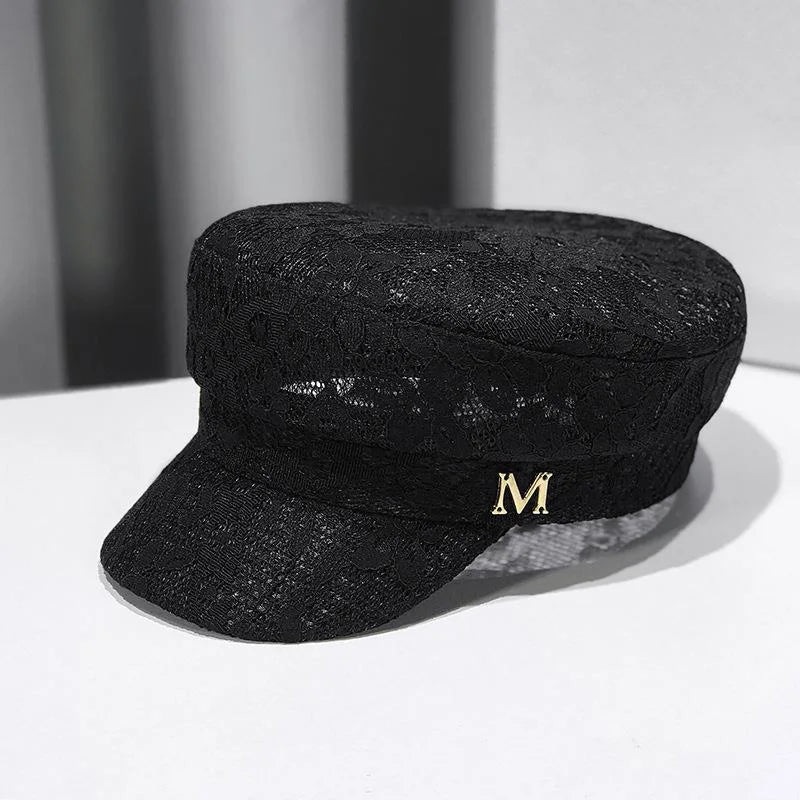 Caps with M Metal Sign Lace Floral