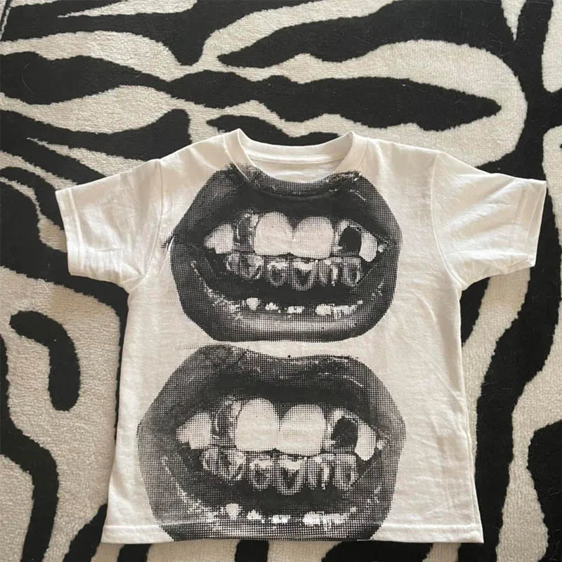 Punk Y2K Baby T-shirt Lips & Grillz