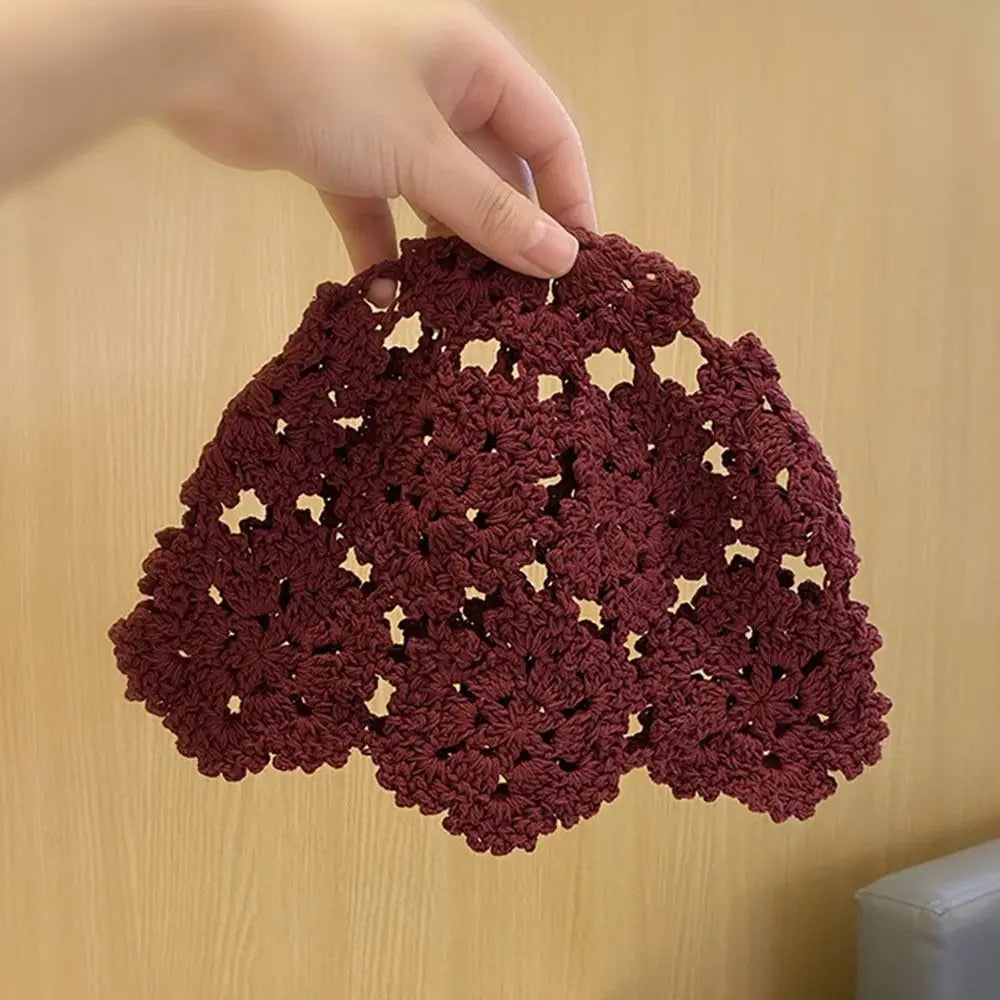 Summer Breathable Hollowed Out Knitted Hat Flowers Cap Casual