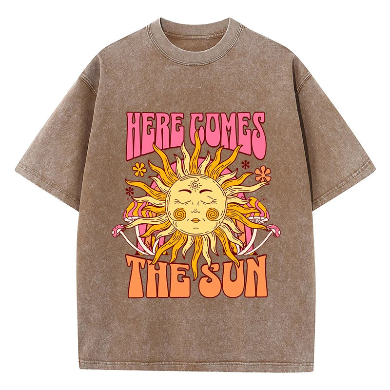 Oversize Washed T-Shirt Here Comes The Sun