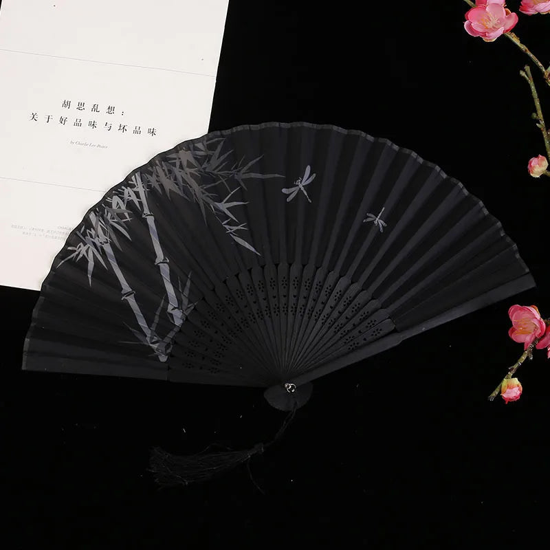 Bamboo Folding Silk Fan Hand Summer