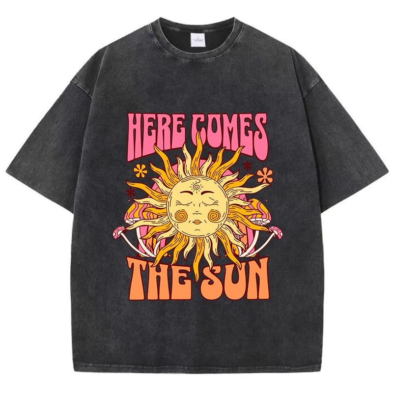 Oversize Washed T-Shirt Here Comes The Sun