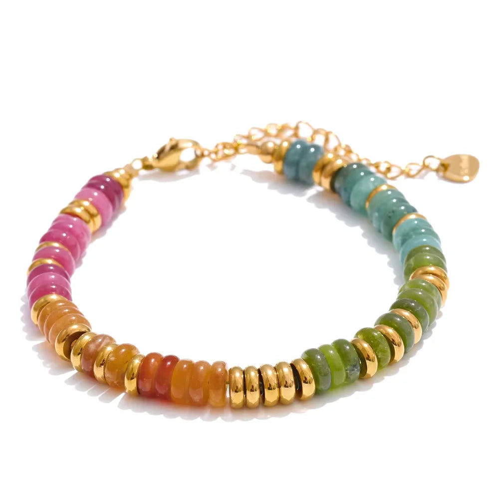 Colorful Natural Stone Beads Chain Handmade Bracelet