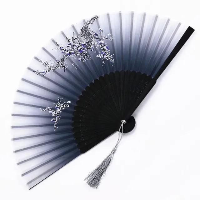 Bamboo Folding Silk Fan Hand Summer