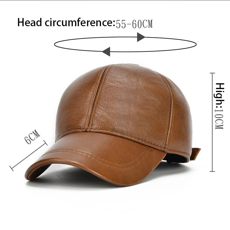 High Quality Genuine Cowhide Leather Cap