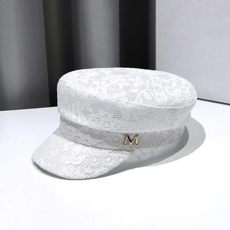 Caps with M Metal Sign Lace Floral
