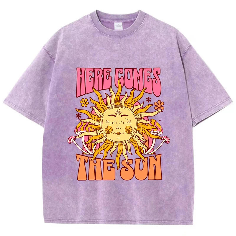 Oversize Washed T-Shirt Here Comes The Sun