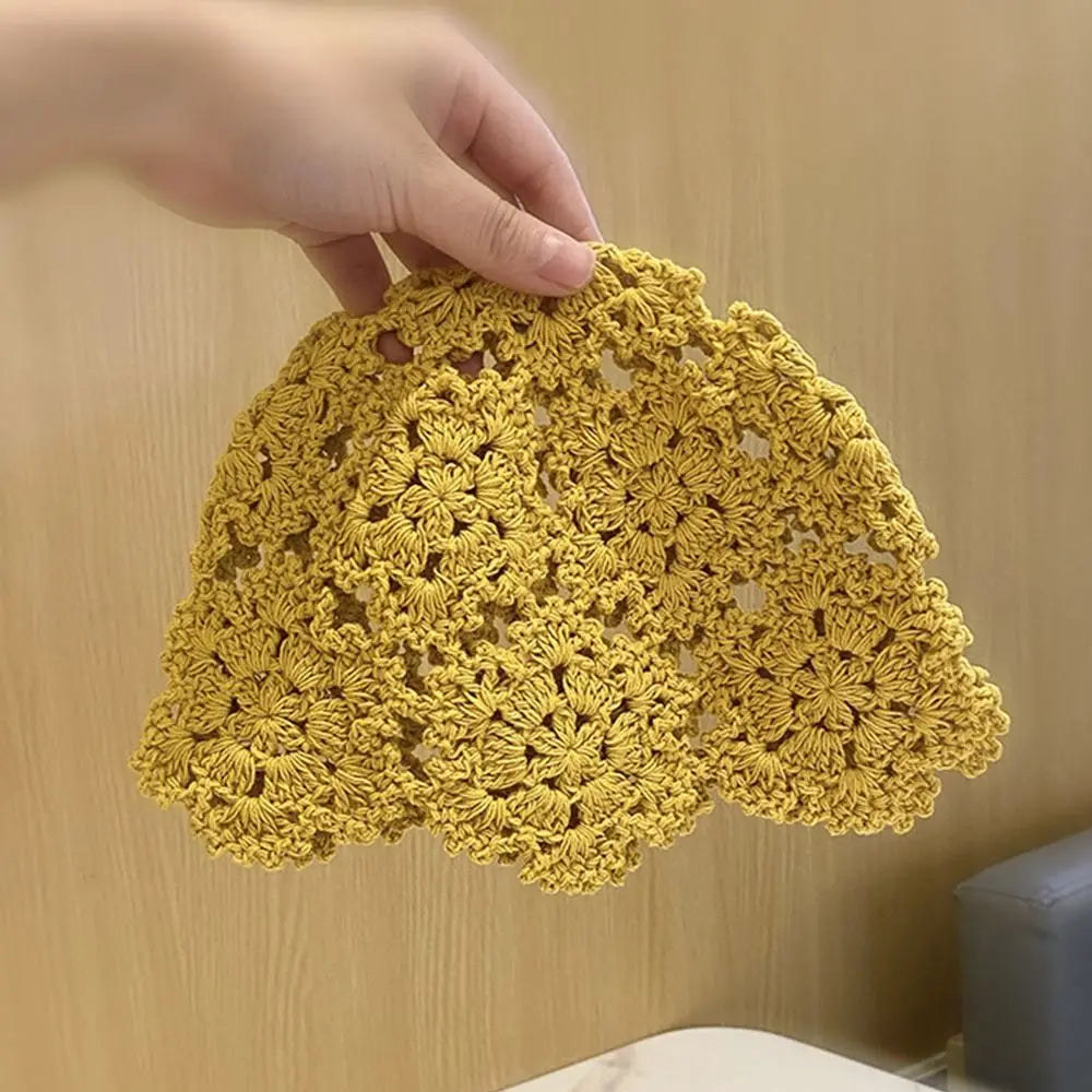 Summer Breathable Hollowed Out Knitted Hat Flowers Cap Casual