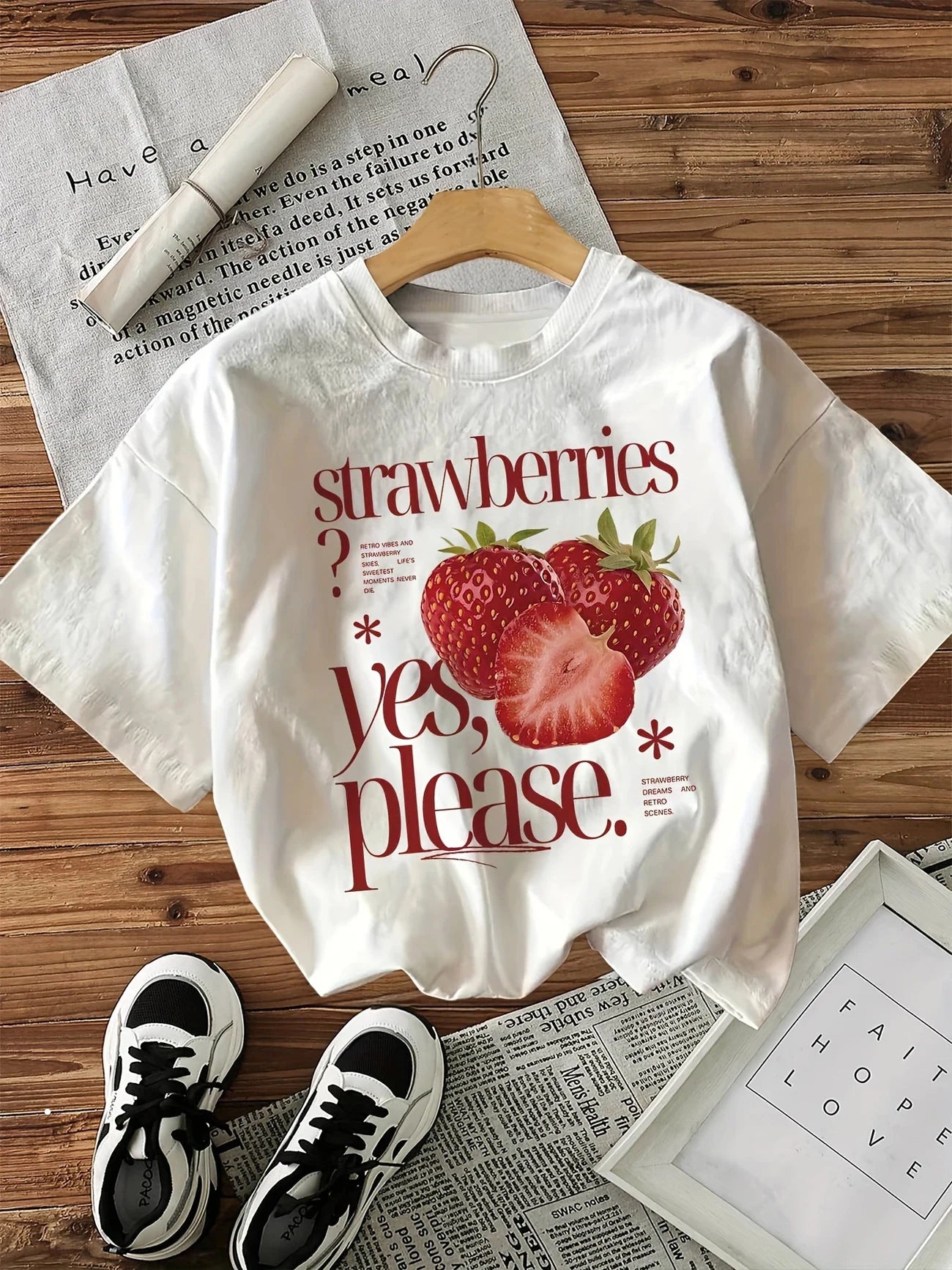 T-shirt Strawberry Graphic Print Vintage Casual