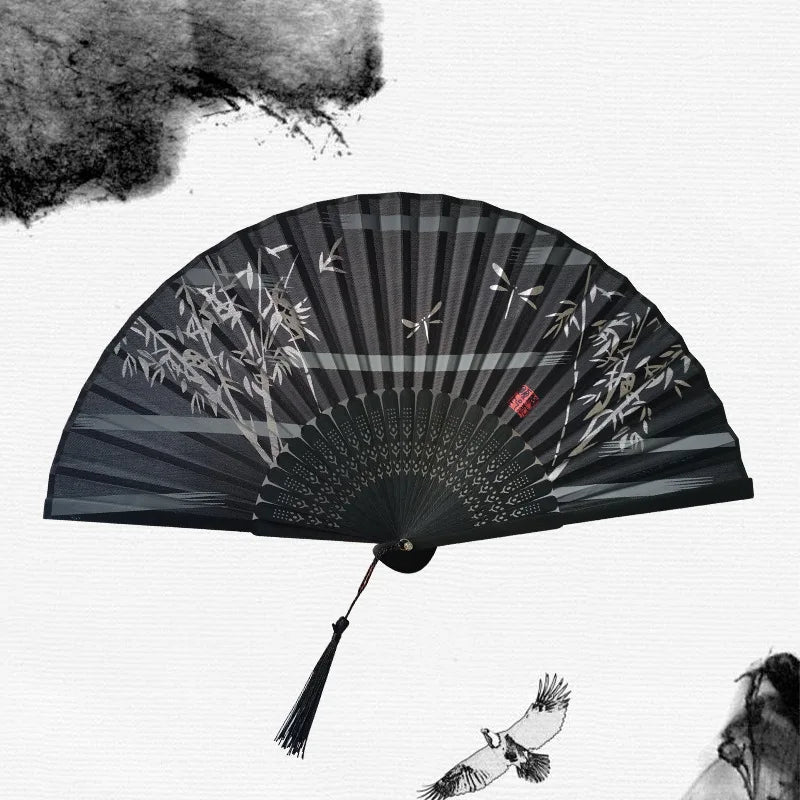 Bamboo Folding Silk Fan Hand Summer