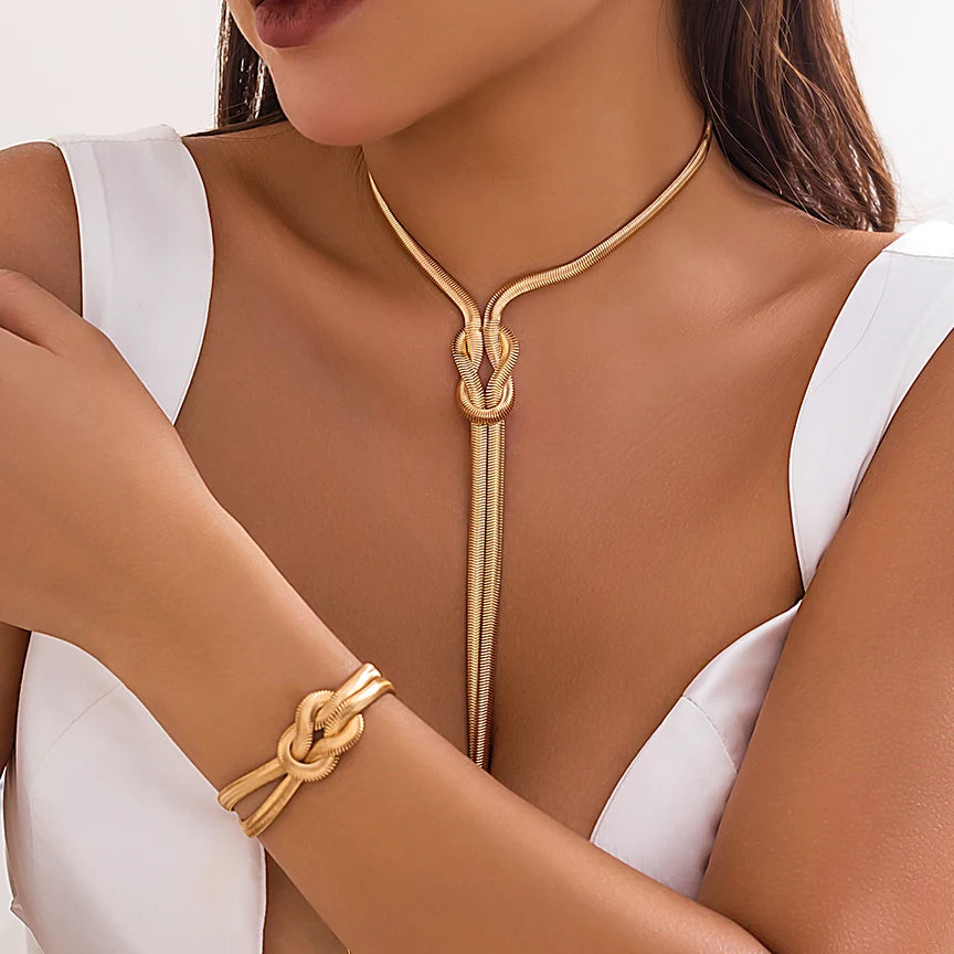 Smooth Long Snake Twisted Chain Necklace Bracelet