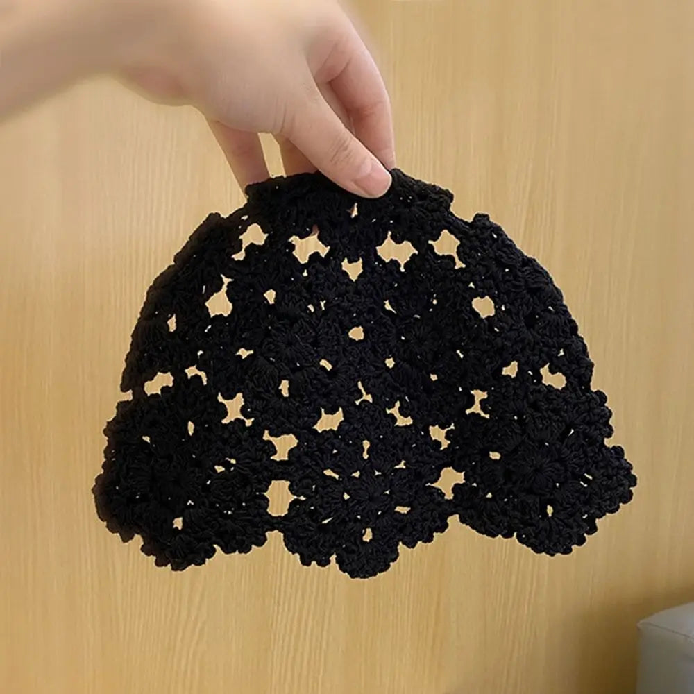 Summer Breathable Hollowed Out Knitted Hat Flowers Cap Casual