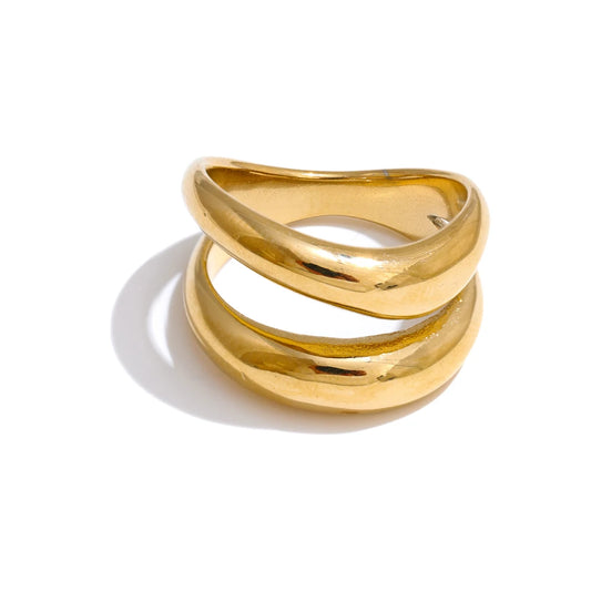 Double Layer Geometric Ring  Stainless Steel