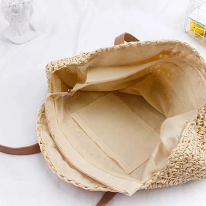 Round Straw Beach Bag Vintage