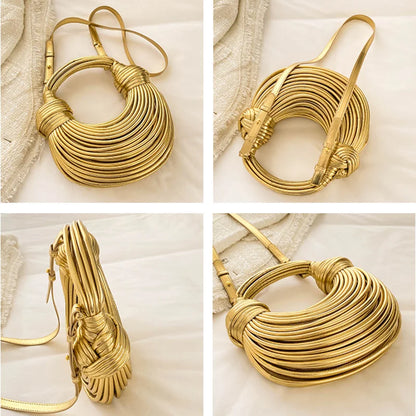 Gold Luxury Designer Bag Brand Handwoven