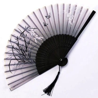 Bamboo Folding Silk Fan Hand Summer