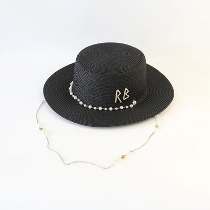 Hats with pearl chain accent