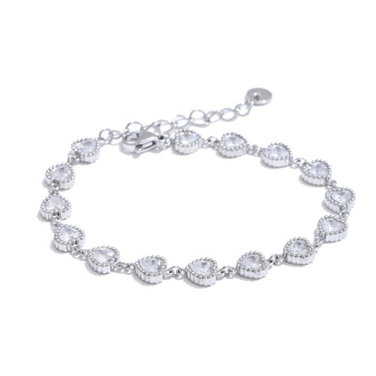Heart Cubic Zirconia Shiny Bracelet Stainless Steel