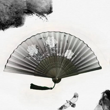Bamboo Folding Silk Fan Hand Summer