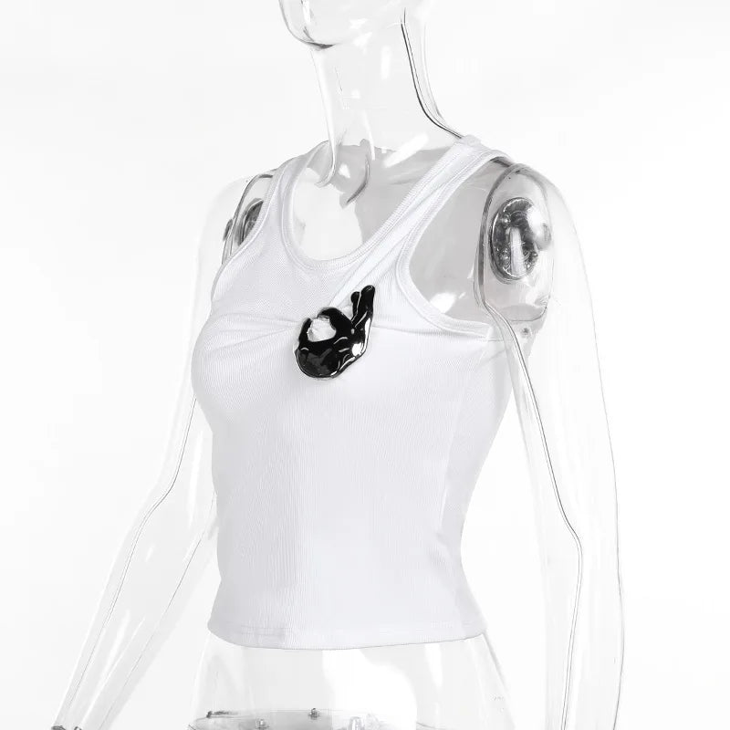 Tank Top OK Gesture Wrinkles Rib Knitted